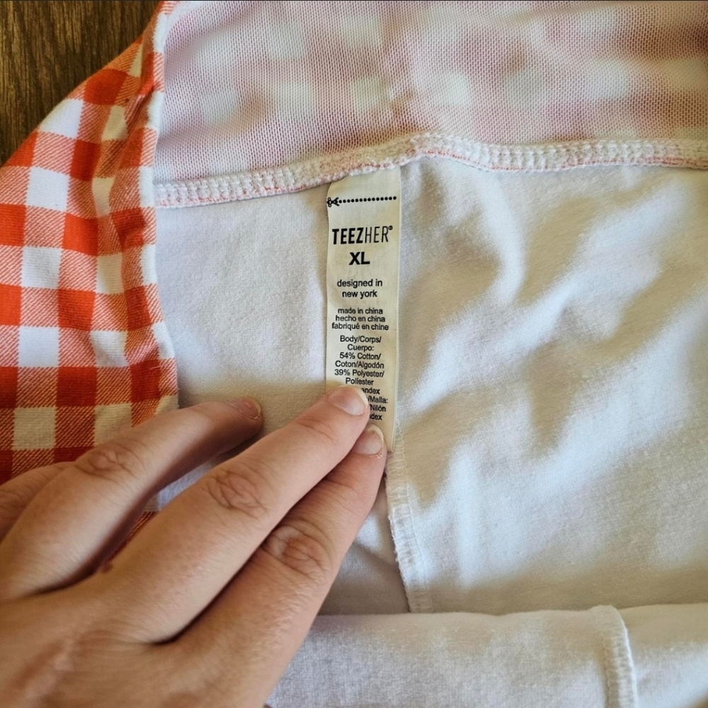 Orange And White Checkered Skort - Picture 3 of 4